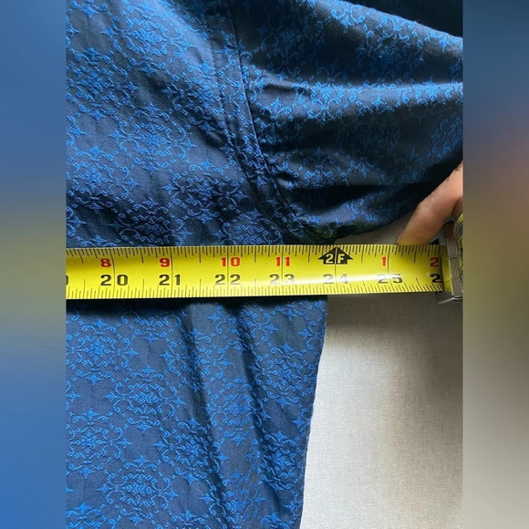 Ted Baker Archive blue paisley button down collar flip cuff shirt Sz 17 - Picture 8 of 9